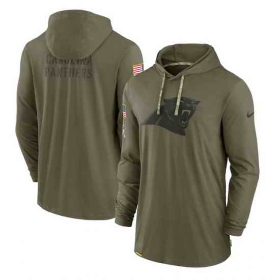 Men Carolina Panthers 2022 Olive Salute To Service Tonal Pullover Hoodie